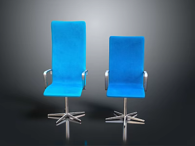 Modern Blue Upholstered Chairs With Metal Armrests And Star Shaped Base 3d model