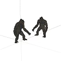 Two Detailed Gorilla Action Figures With Open Mouths And Posable Limbs