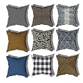 Decorative Throw Pillows with Various Patterns and Colors for Home Decor 3d model
