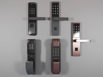 Smart Door Handles Featuring Digital Keypad Multiple Modern Designs And Colors 3d model