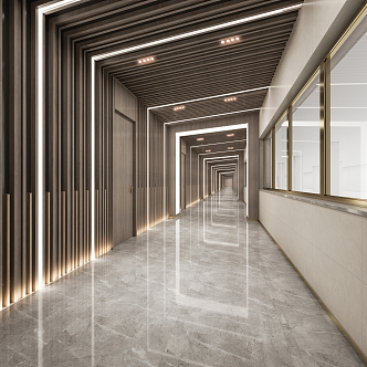 Modern aisle corridor walkway 3d model