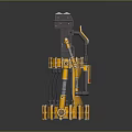 Yellow Industrial Mechanical Structure With Metal Frame And Dark Top Platform