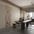 New Chinese-style Office in Ancient Style Tea Room Sideboard Background Wall 3d model