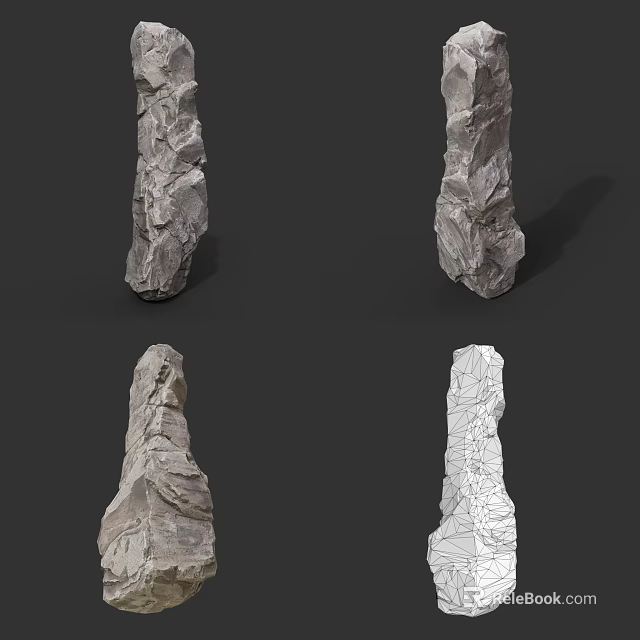 Natural Rock Formations Featuring Various Textured Stone Pillars In Different Shapes 3d model 