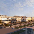 Aerial View Master Plan of Modern Building Complex with Roads and Green Spaces
