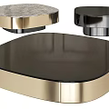 Modern Coffee Table Collection With Black Top Gold Frame And Marble Surface 3d model