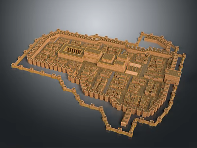 Ancient Architecture City Model With Palace Walls Street Layouts And Structures 3d model