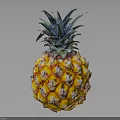 Fresh Ripe Pineapple With Vibrant Yellow Skin And Green Leafy Crown