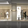 Modern Clothing Store Interior Design With Displayed Clothes Mannequins And Large Screen