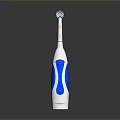 Electric Toothbrush With White And Blue Ergonomic Grip Handle And Soft Bristle Head