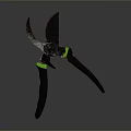 Practical Pruning Shears With Black Handles Green Accents And Sharp Metal Blades