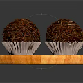 Delicious Chocolate Truffles Arranged On Orange Wooden Board With White Wrappers