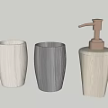 Simple Wooden Texture Bathroom Accessories with Light Beige Dark Gray Toothbrush Holders and Soap Dispenser
