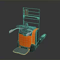 Orange Electric Pallet Truck With Control Handle Standing Platform And Fork Frame
