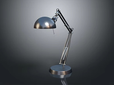 Modern Metal Desk Lamp With Adjustable Arm Round Shade Stable Base 3d model