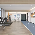 Modern Fitness Gym Interior With Treadmills And Sport Wall Art