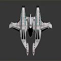 Futuristic Aerodynamic Flying Vehicle With Sleek White Frame And Blue Accent Details