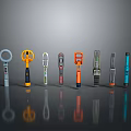 Various Handheld Security Detectors With Different Colors And Modern Designs On