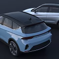Modern SUV Exterior Design With Silver And Light Blue Body And Black Roof