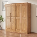 Nordic All Solid Wood Four-door Wardrobe for Bedroom Household 3d model