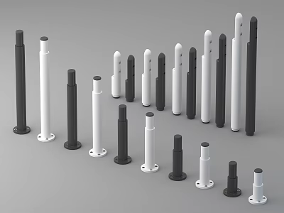 Black And White Cylindrical Support Parts Assortment 3d model