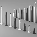 Black And White Cylindrical Support Parts Assortment 3d model