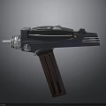 Futuristic Sci Fi Weapon Gun With Black Metal Body And Brown Grip Design