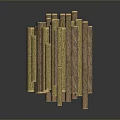 Stacked Natural Wooden Logs With Various Textures And Colors On Dark Background With Reflection