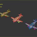 Colorful Toy Biplane Models With Blue White And Red Colors On Dark Background