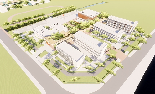 Modern School Anshida Primary School, Chengdong New District, Wenling City, Taizhou, Zhejiang Province 3d model