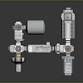 Building Machinery Components Featuring Metal Rollers Gears And Pipes 3d model