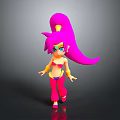 Game Movie Character with Pink Long Hair Yellow Accessory Blue Eyes and 3D Design
