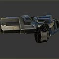 Futuristic Sci Fi Weapon With Blue Glowing Barrel Mechanical Grip And Metallic Texture