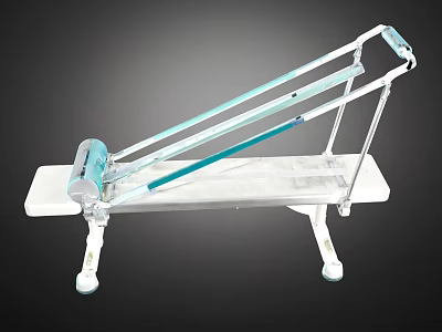 Medical Rehabilitation Training Equipment With Stable Design Sturdy Metal Frame Blue Armrests And White Platform 3d model