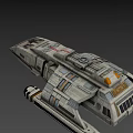 Sci Fi Spaceship Game Movie Character With Gray Body Red Accents And Blue Lights