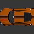 Orange Sports Car With Black Stripes Rear View Sporty Spoiler And Alloy Wheels