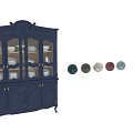 Elegant Blue China Cabinet With Glass Doors Holding Plates Cups And Color Options