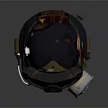 Military Weapon Helmet With Blue Goggles Gas Mask Camouflage And Red Insignia