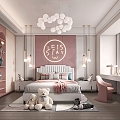 Light Luxury Children's Room Home Bedroom Girls' Room 3d model