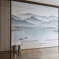 New Chinese-style roller shutter landscape gauze curtain partition 3d model
