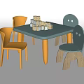 Kids Table with Colorful Chairs and Building Blocks for Children's Playroom