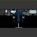 Futuristic Control Console Design With Multiple Glowing Screens Keyboard And Blue Accent Chair