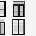 Modern Double Doors With Glass Panels And Metal Frames In Various Designs 3d model