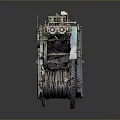 Industrial Mechanical Device With Large Gears Green Metal Frame Base And Mechanical Parts