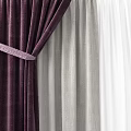 Elegant Deep Purple Gray And White Textured Curtains Hanging For Home Interior