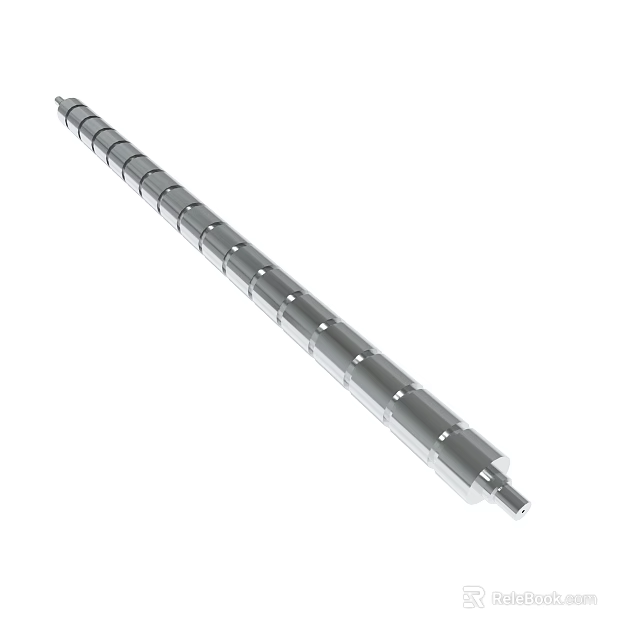Mechanical Metal Cylindrical Shaft With Multiple Holes And Threaded Design 3d model