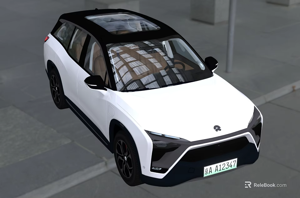 White SUV With Black Roof And Stylish Modern Front Design Featuring Panoramic Sunroof 3d model 