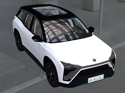 White SUV With Black Roof And Stylish Modern Front Design Featuring Panoramic Sunroof 3d model