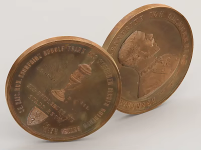 Copper Commemorative Coins With Engraved Portrait And Text Inscriptions For Household Use 3d model