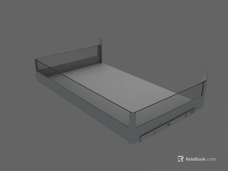 Modern Kitchen Drawer Storage With Metal Frame And Glass Panel Design 3d model 